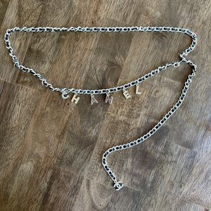 CHANEL CC LOGO CHARM CHAIN BELT BLACK